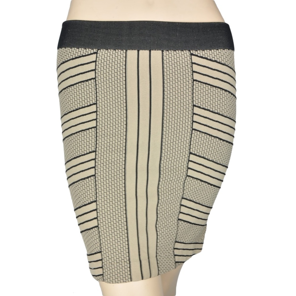 BCBG Beige Black Pencil Stretch Skirt - Picture 1 of 2